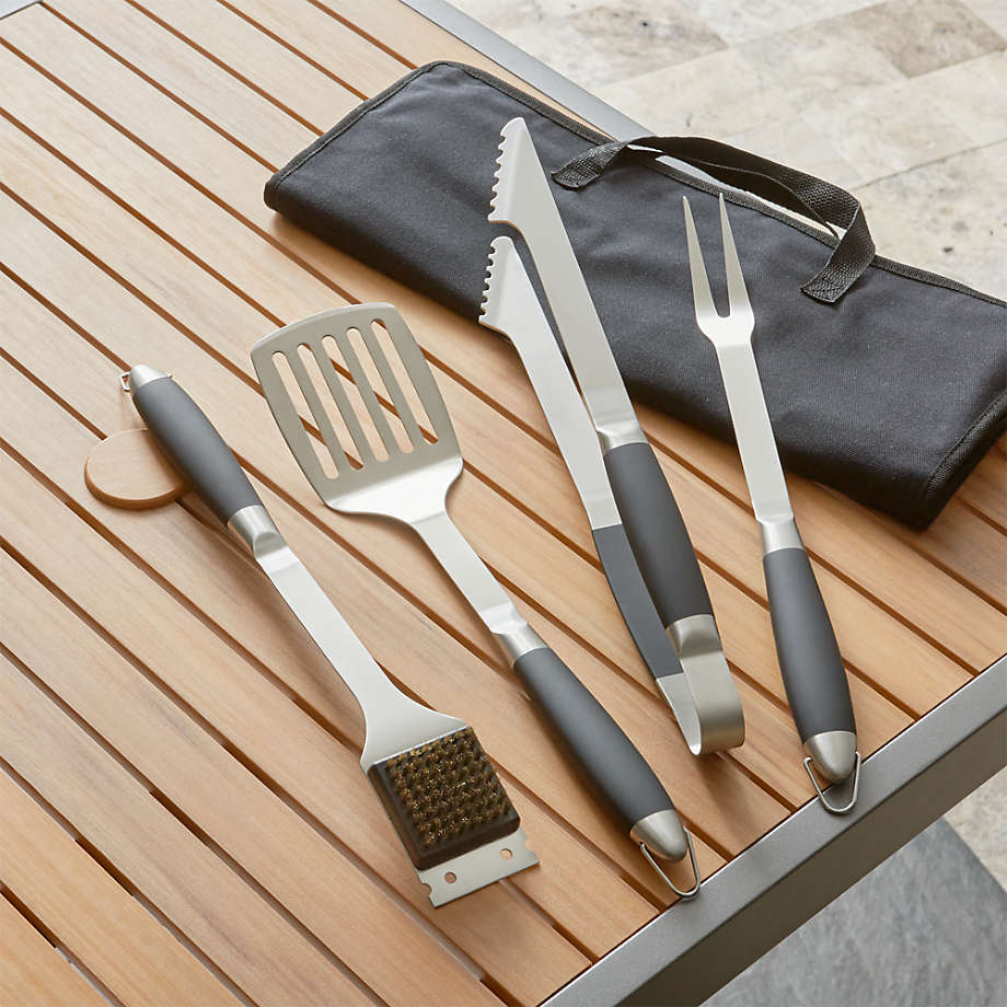 Black-Handled Barbecue Grill Set