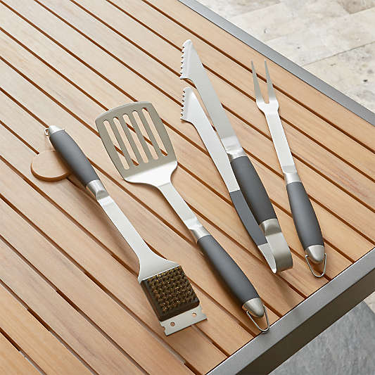 Black-Handled 4-Piece Barbecue Tool Set