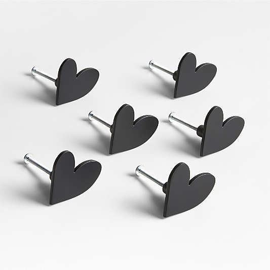 Heart Black Dresser Knobs by Leanne Ford, Set of 6