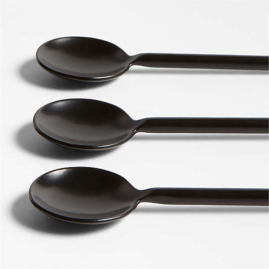 Black Metal Mini Appetizer Spoons, Set of 3
