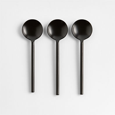 View Black Metal Mini Appetizer Spoons, Set of 3 details