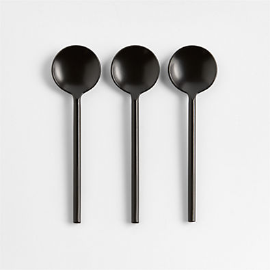 View Black Metal Mini Appetizer Spoons, Set of 3 details