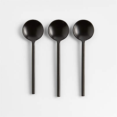 Black Metal Mini Appetizer Spoons, Set of 3