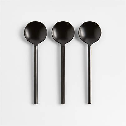 Black Metal Mini Appetizer Spoons, Set of 3