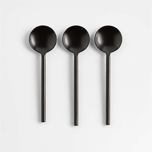 Black Metal Mini Appetizer Spoons, Set of 3