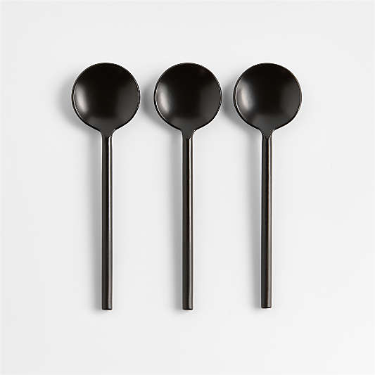 Black Metal Mini Appetizer Spoons, Set of 3
