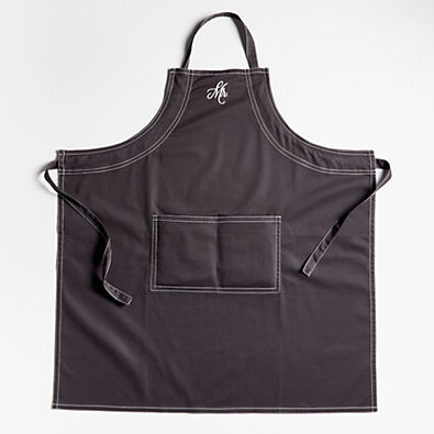 View "Mr." Embroidered Black Apron with Pocket details