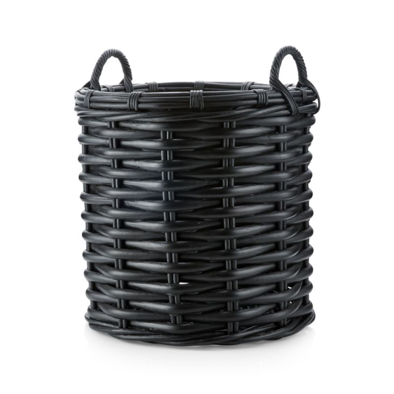 Black Rattan Woven Round Basket - image 7 of 10