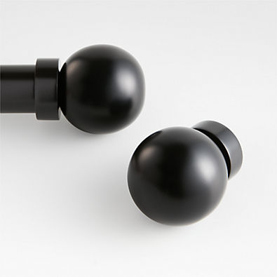 View Large Black Round Curtain End Cap Finials, Set of 2 details