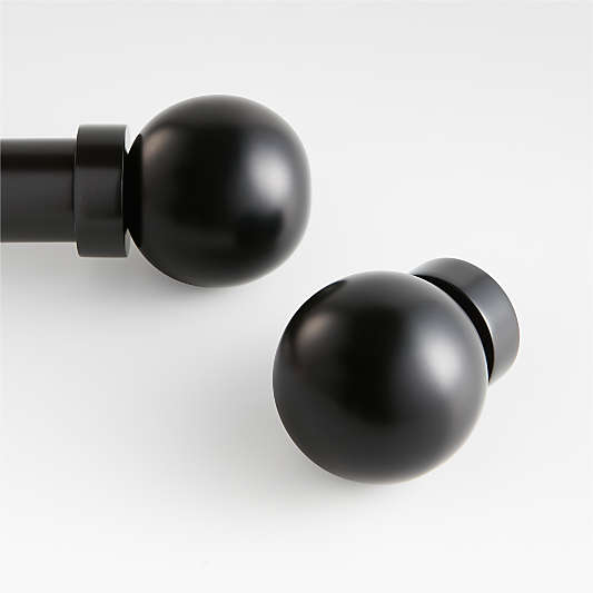 Large Black Round Curtain End Cap Finials, Set of 2