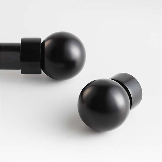 Small Black Round Curtain End Cap Finials, Set of 2