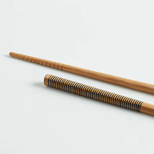 Black Striped Bamboo Chopsticks, Set of 5 Pairs