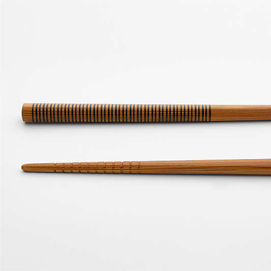 Black Striped Bamboo Chopsticks, Set of 5 Pairs