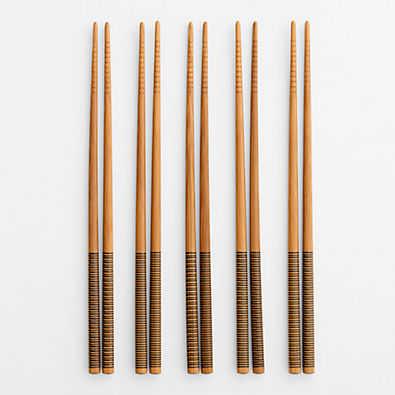 View Black Striped Bamboo Chopsticks, Set of 5 Pairs details