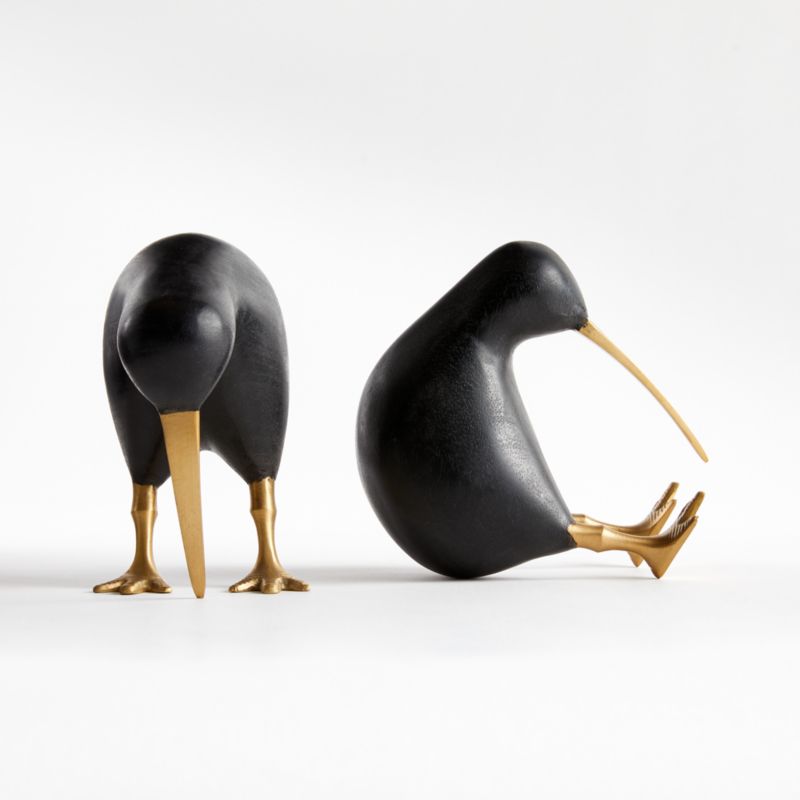 Black Wood Kiwi Bird, Set of 2