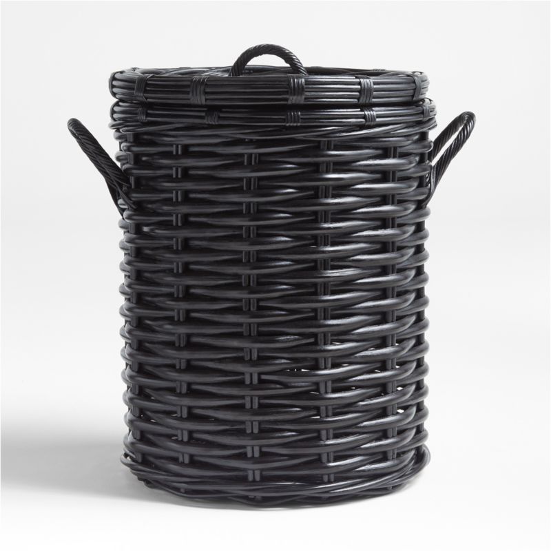 Black Woven Rattan Hamper