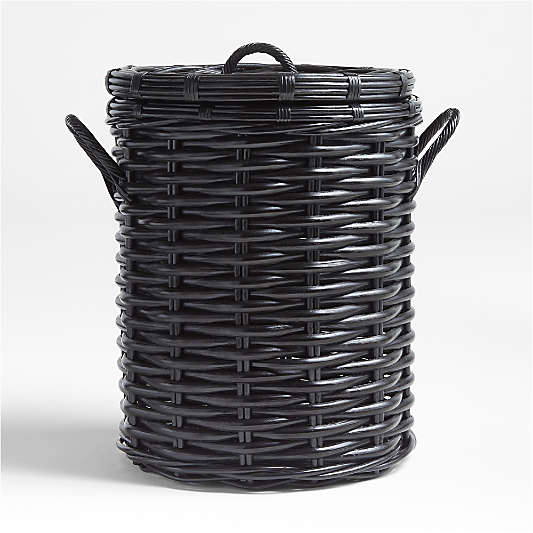 Black Woven Rattan Hamper