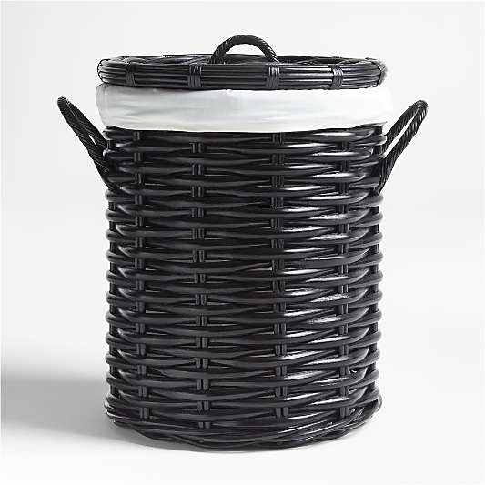 Black Woven Rattan Hamper