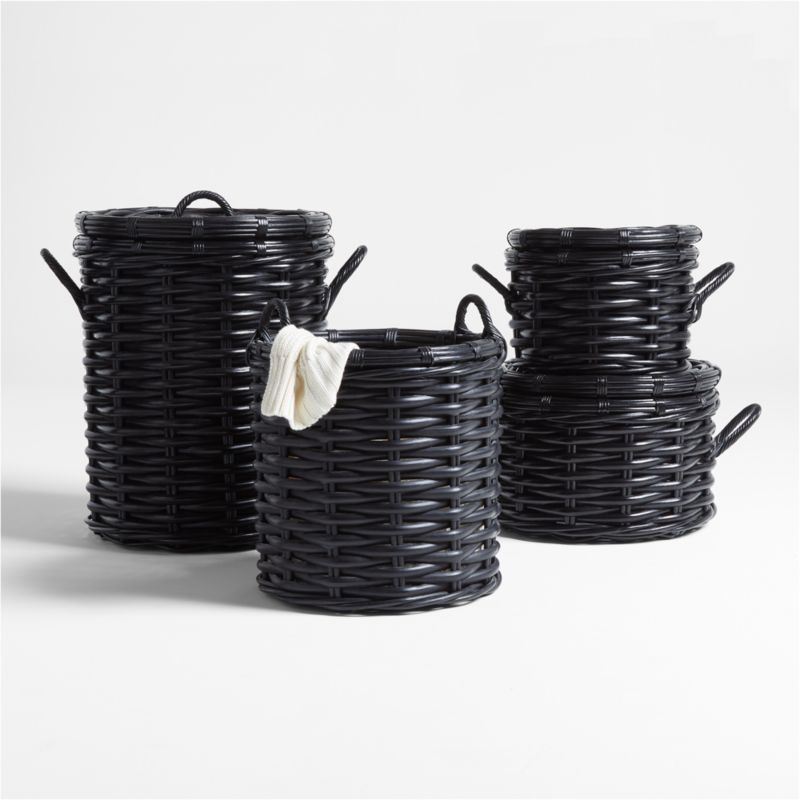 Black Woven Rattan Hamper - image 2 of 6