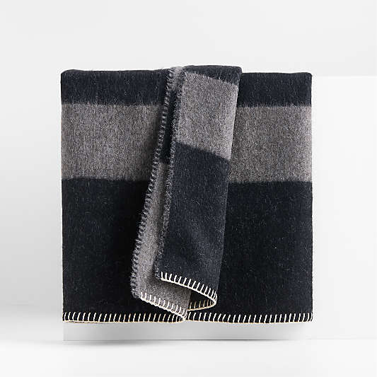 Blacksaw Mason 59"x79" Alpaca Black Throw Blanket