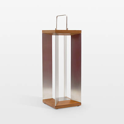 Blade Teak and Stainless Steel LED Solar Outdoor Lantern 26"