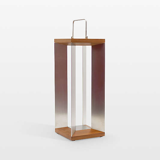 Blade Teak and Stainless Steel LED Solar Outdoor Lantern 26"