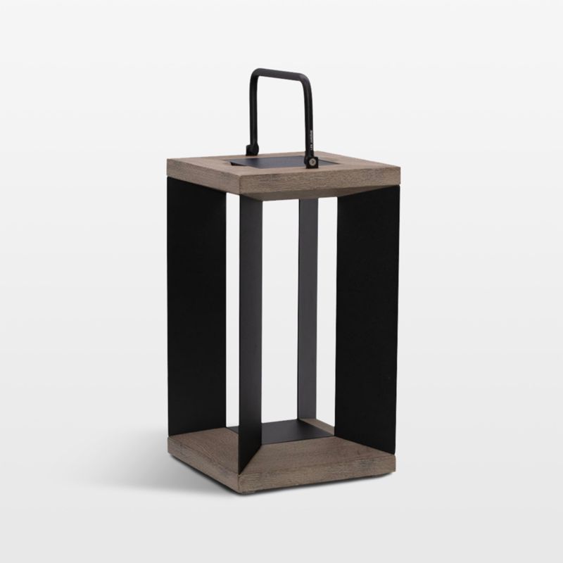 Les Jardins Blade Weathered Teak LED Outdoor Solar-Powered Lantern 18" - image 0 of 3