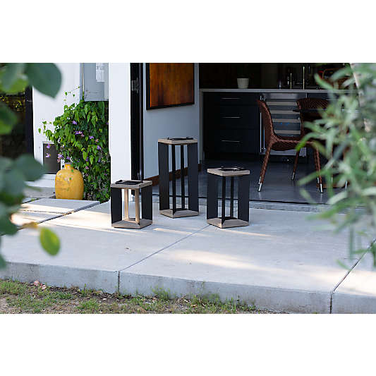 Les Jardins Blade Weathered Teak LED Outdoor Solar-Powered Lantern 26"