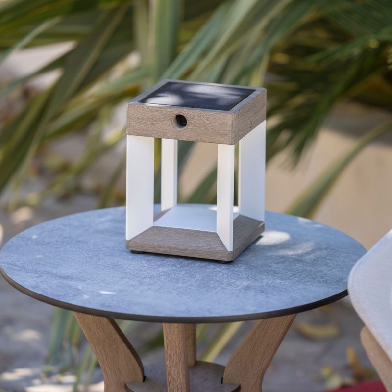 Blade White Metal LED Solar Outdoor Table Lamp - image 1 of 2