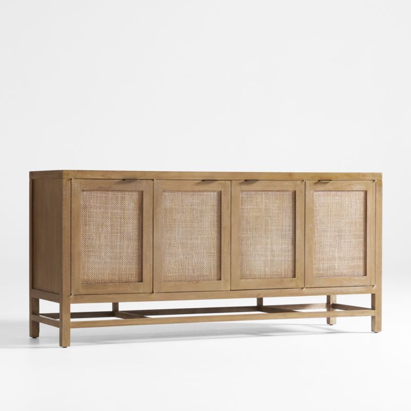 Blake 68" Light Brown Teak and Rattan Storage Media Console - image 7 of 11