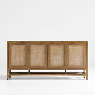 Blake 68" Light Brown Teak and Rattan Storage Media Console