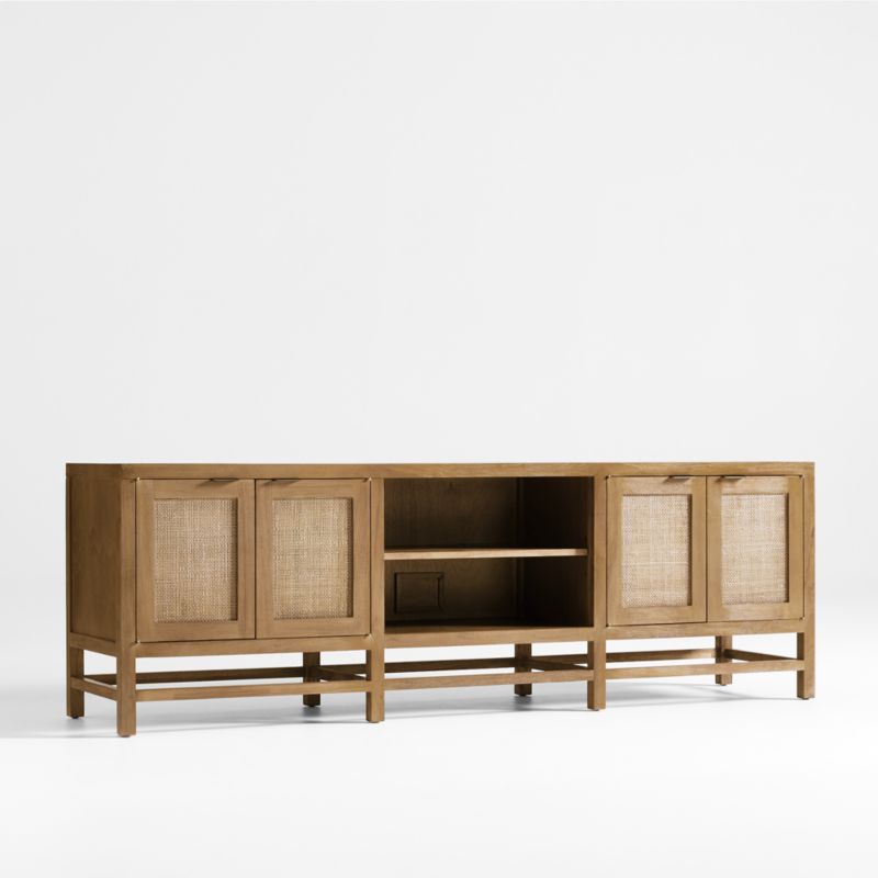 Blake 85" Light Brown Teak and Rattan Storage Media Console - image 5 of 8