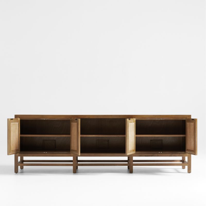 Blake 85" Light Brown Teak and Rattan Storage Media Console - image 8 of 8