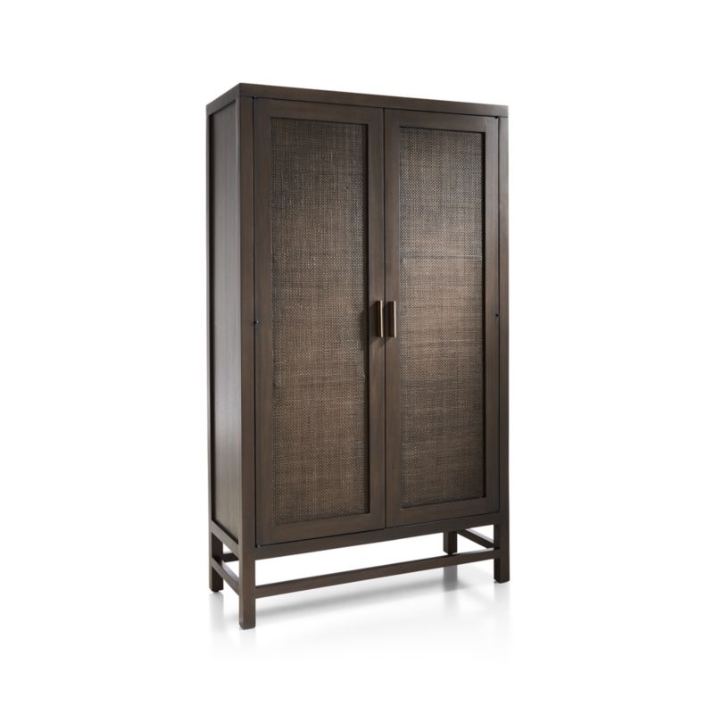 Blake Dark Brown and Rattan 2-Door Storage Cabinet - image 2 of 8