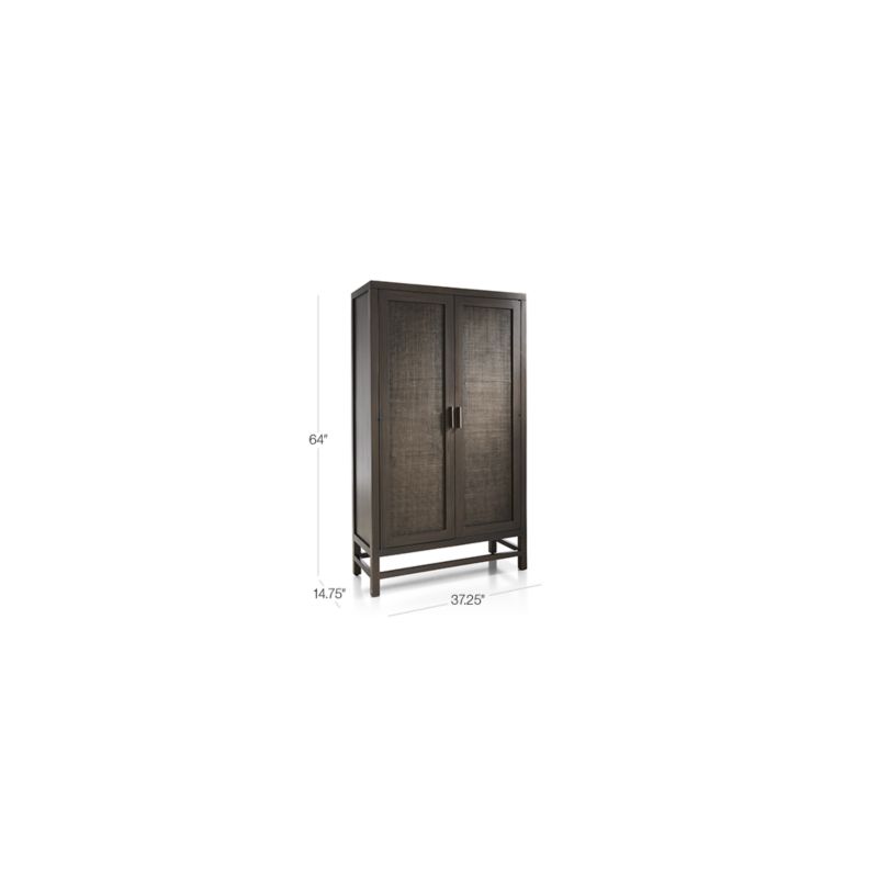 View Blake Dark Brown and Rattan 2-Door Storage Cabinet - image 2 of 8