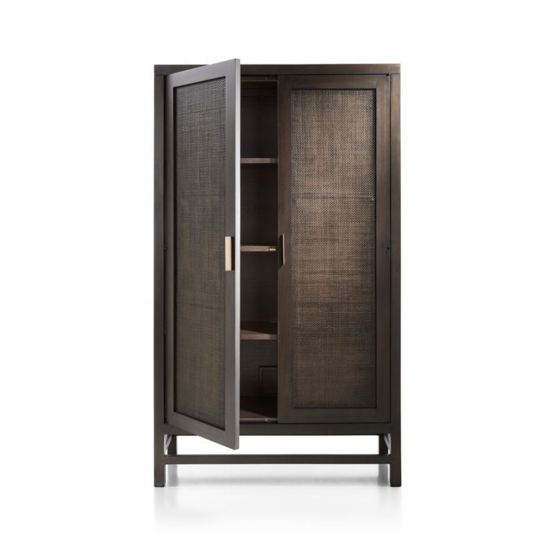 Blake Dark Brown and Rattan 2-Door Storage Cabinet - image 3 of 8