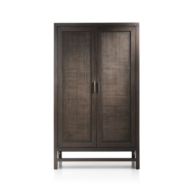 Blake Dark Brown and Rattan 2-Door Storage Cabinet - image 7 of 8