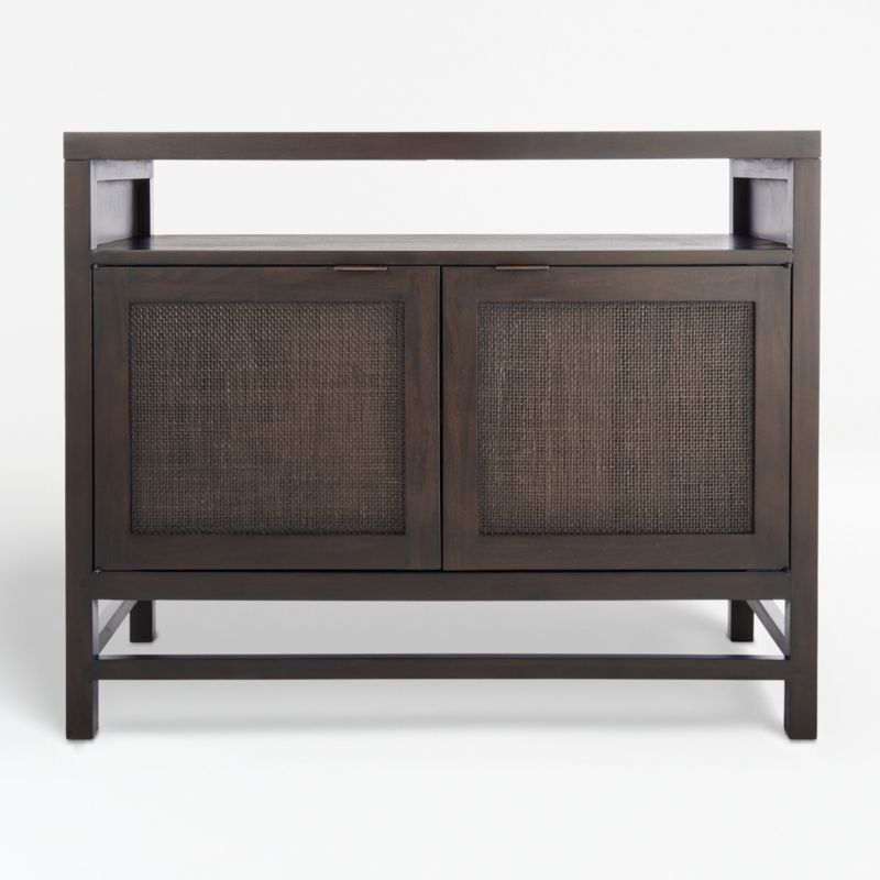 Blake 42" Dark Brown and Rattan Storage Media Console