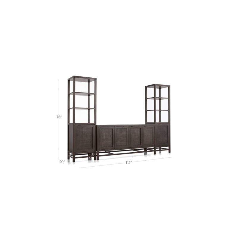 View Blake 68" Dark Brown and Rattan Storage Media Console with 2 Tall Cabinets - image 2 of 10