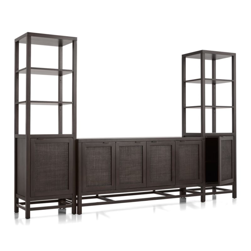 Blake 68" Dark Brown and Rattan Storage Media Console with 2 Tall Cabinets - image 6 of 10