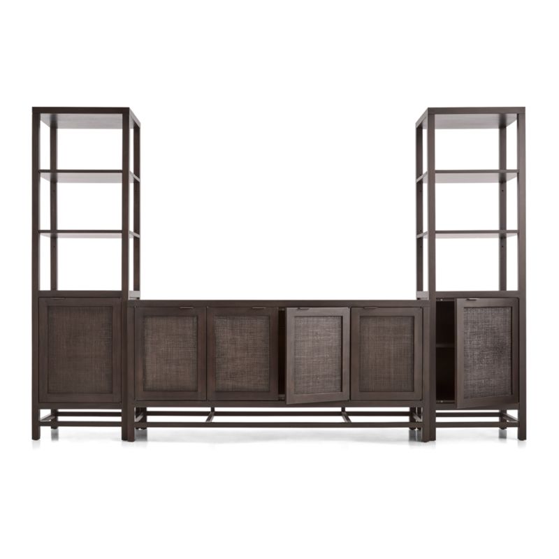 Blake 68" Dark Brown and Rattan Storage Media Console with 2 Tall Cabinets - image 8 of 10