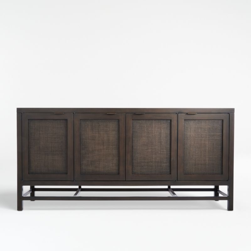 Blake 68" Dark Brown and Rattan Storage Media Console