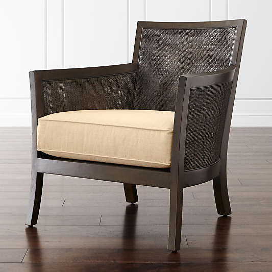 Blake Carbon Grey Rattan Chair with Fabric Cushion