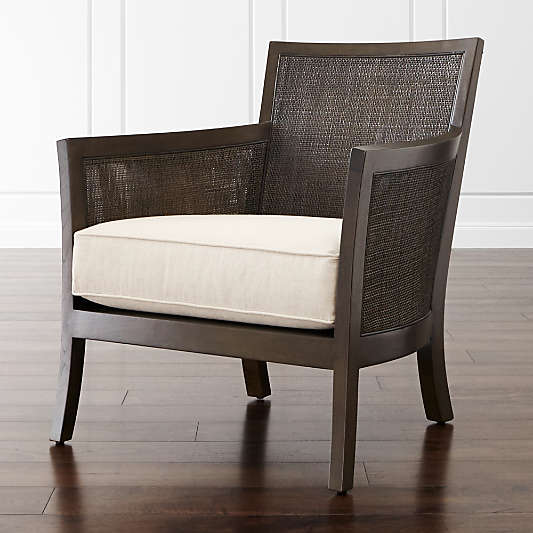 Blake Carbon Grey Rattan Chair with Fabric Cushion