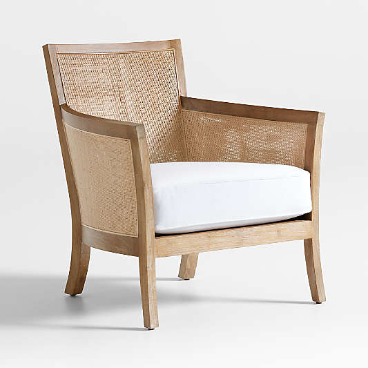 Blake Light Brown Rattan Accent Chair with Fabric Cushion