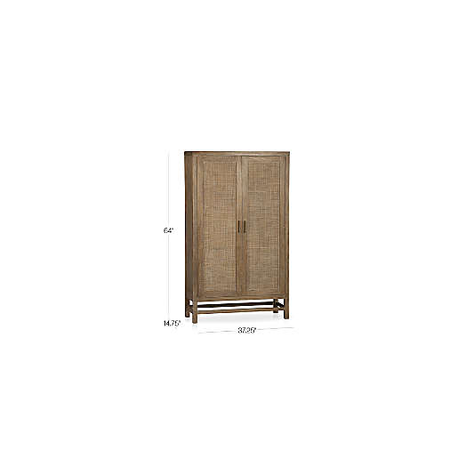 Blake Light Brown Teak and Rattan 2-Door Storage Cabinet