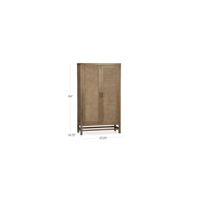 Blake Light Brown Teak and Rattan 2-Door Storage Cabinet