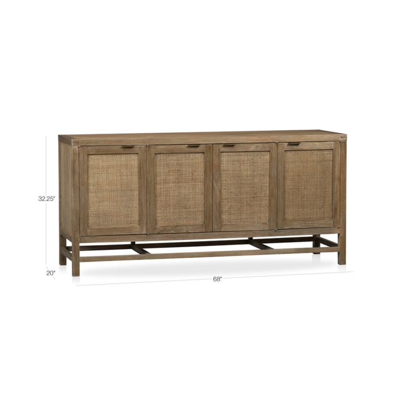 View Blake 68" Light Brown Teak and Rattan Storage Media Console - image 2 of 12