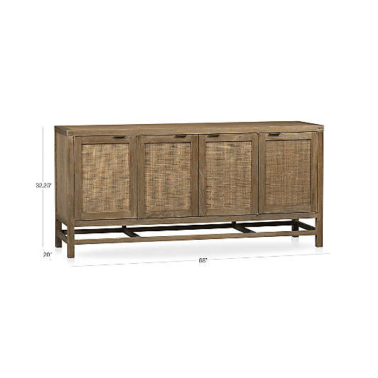 Blake 68" Light Brown Teak and Rattan Storage Media Console