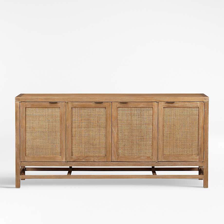 Blake Light Brown with Grey Wash Teak and Rattan 68" Media Console/TV